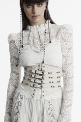 White Multi-buckle Strap Underbust Women's Punk Corset